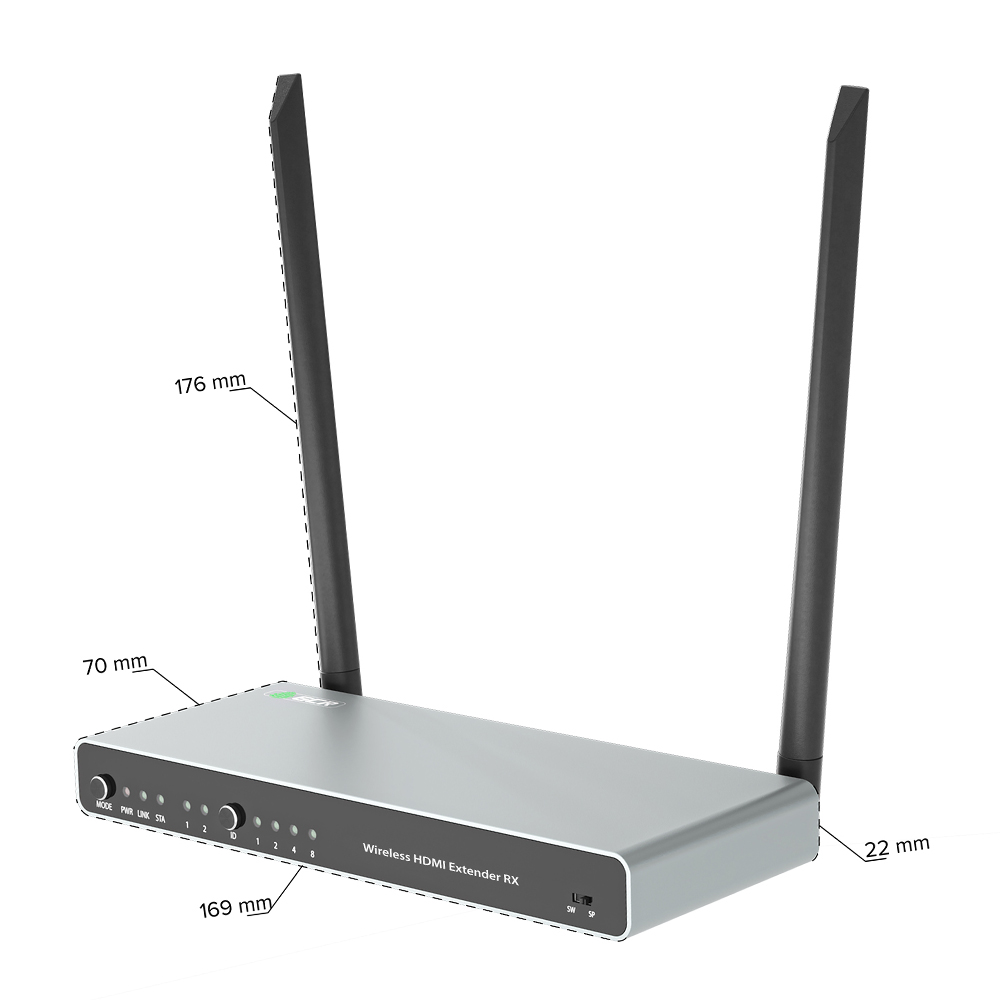 Удлинитель беспроводной HDMI 1080p по Wi-Fi до 200М передатчик + приемник поддержка ИК подключение до 4 приемников и 8 передатчиков аудио