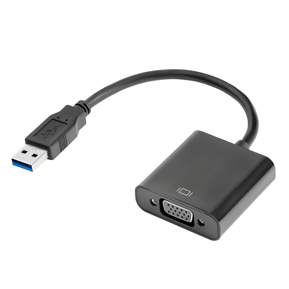 Конвертер переходник USB3.0  VGA15F GCR для подключения монитора FullHD 1080p 60Hz черный