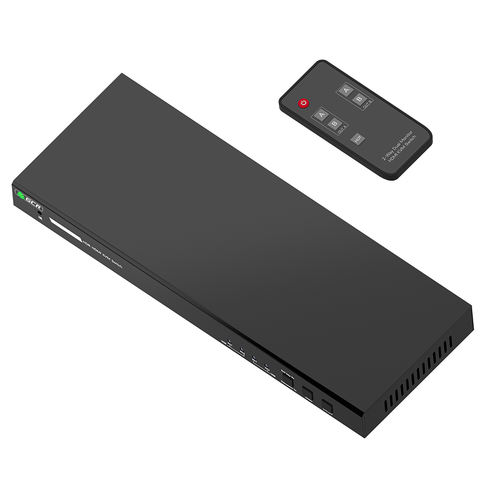 Переключатель KVM HDMI 2.0 2 устройства к 2 мониторам 4K60Hz HDCP 2.2 Hot key & Audio