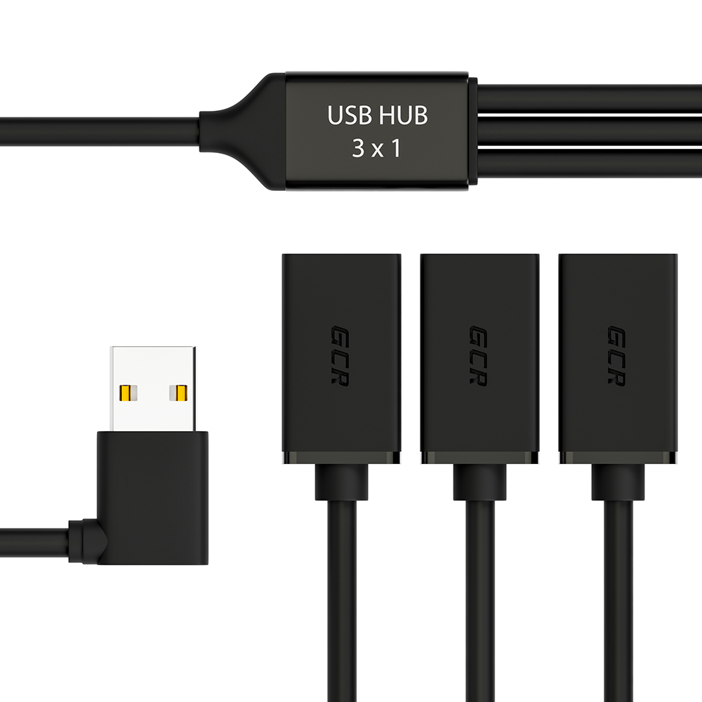 Hub USB 2.0 разветвитель AM / 3xAF двусторонний угловой