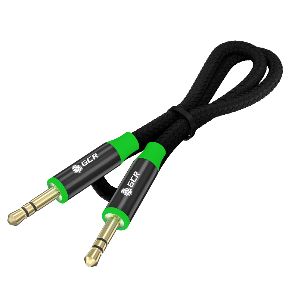GCR PRO Кабель аудио нейлон jack 3.5mm M/M GOLD AL корпус