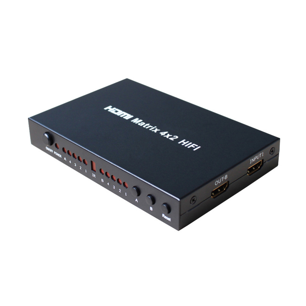 Матричный коммутатор HDMI 1.4 4x2 4K 1080p 3D + 3.5mm audio + remote control + PiP + EDID