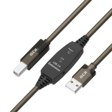 GCR PRO Активный кабель USB 2.0 AM/BM с усилителем сигнала + доп питание DC