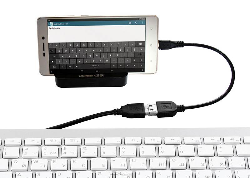 Адаптер переходник OTG micro B / USB AF  GCR-MB1AF-BB2S-2.0m для подключения к планшету USB устройств, 2.0 м