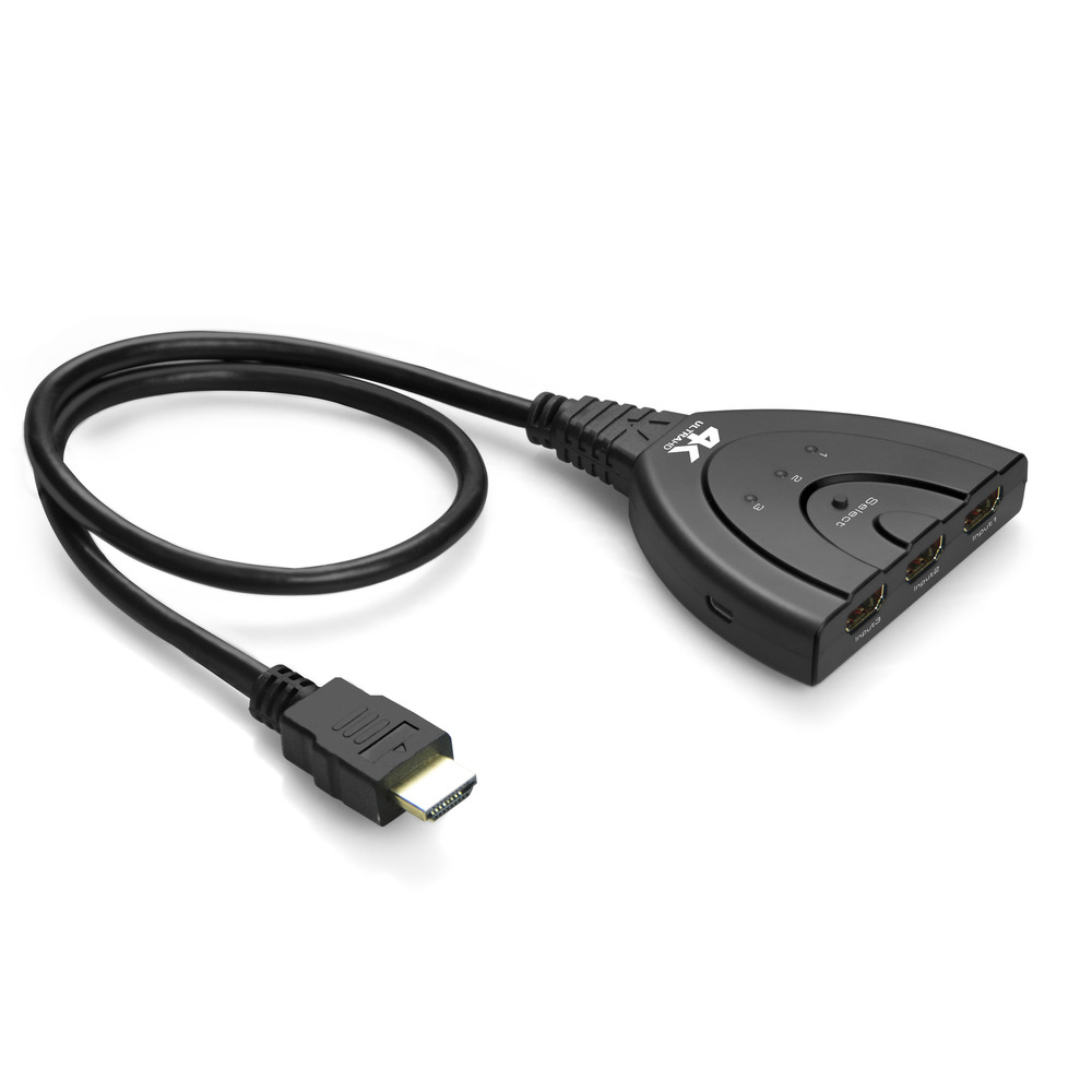 Переключатель HDMI 1.4 3х1 4K 30Hz для ноутбука монитора + USB доп. питание