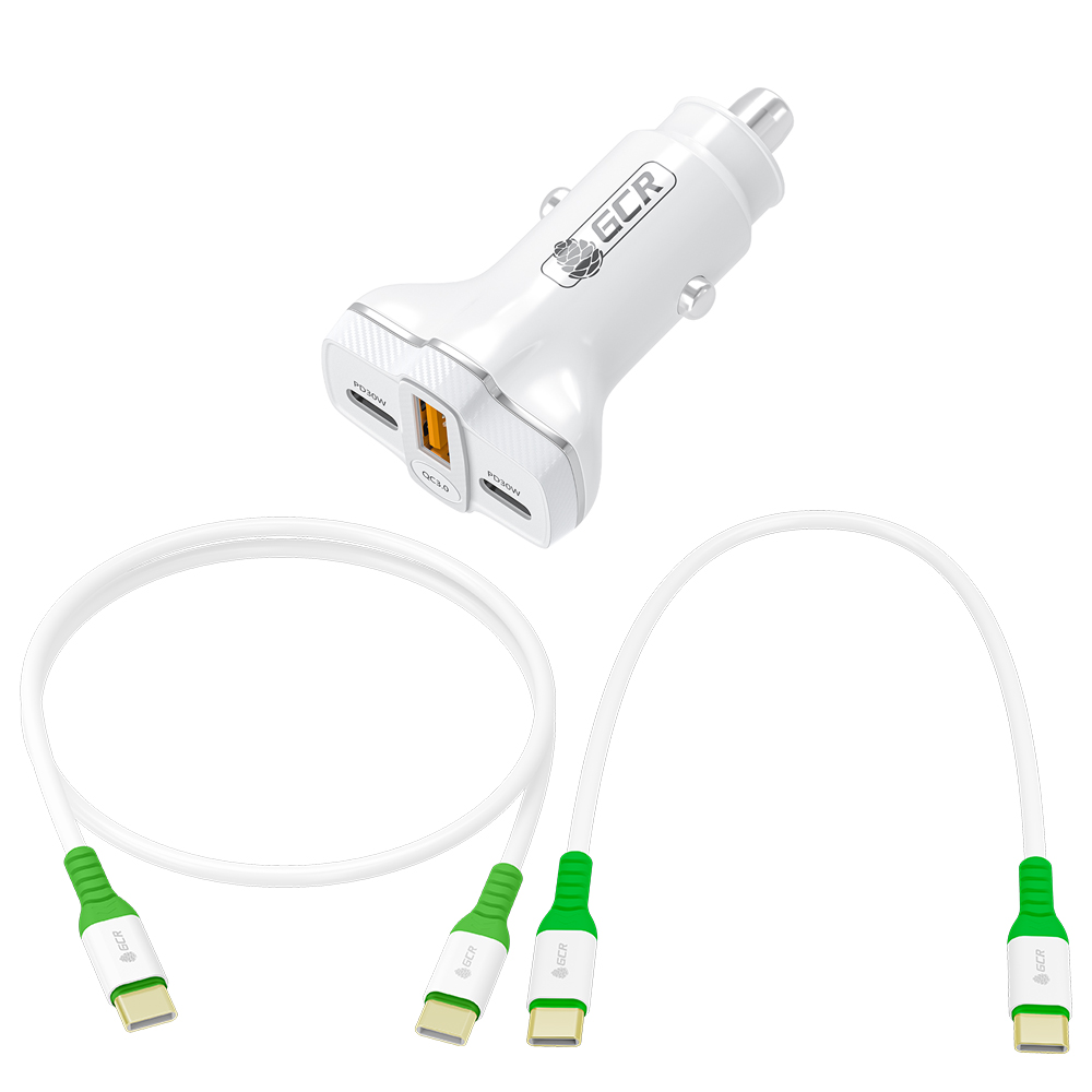 GCR PRO Комплект АЗУ 3в1 QC3.0/PD 30W + 2 кабеля Type-C PD 60W
