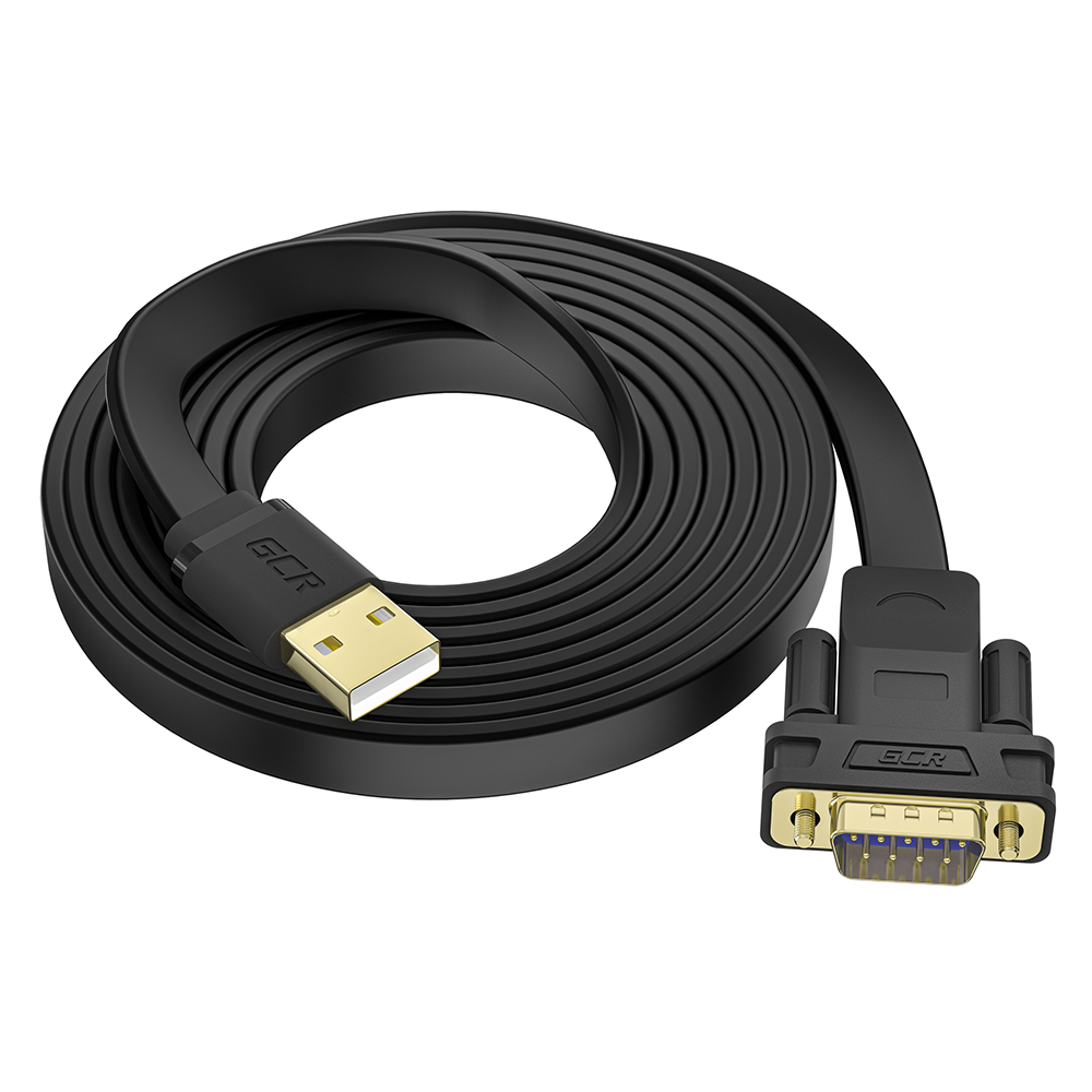 Конвертер-переходник кабель USB 2.0 / COM RS232 для компьютеров, принтеров, касс, ресиверов AM/9M  GCR-UOC5M-BCG-3.0m черный