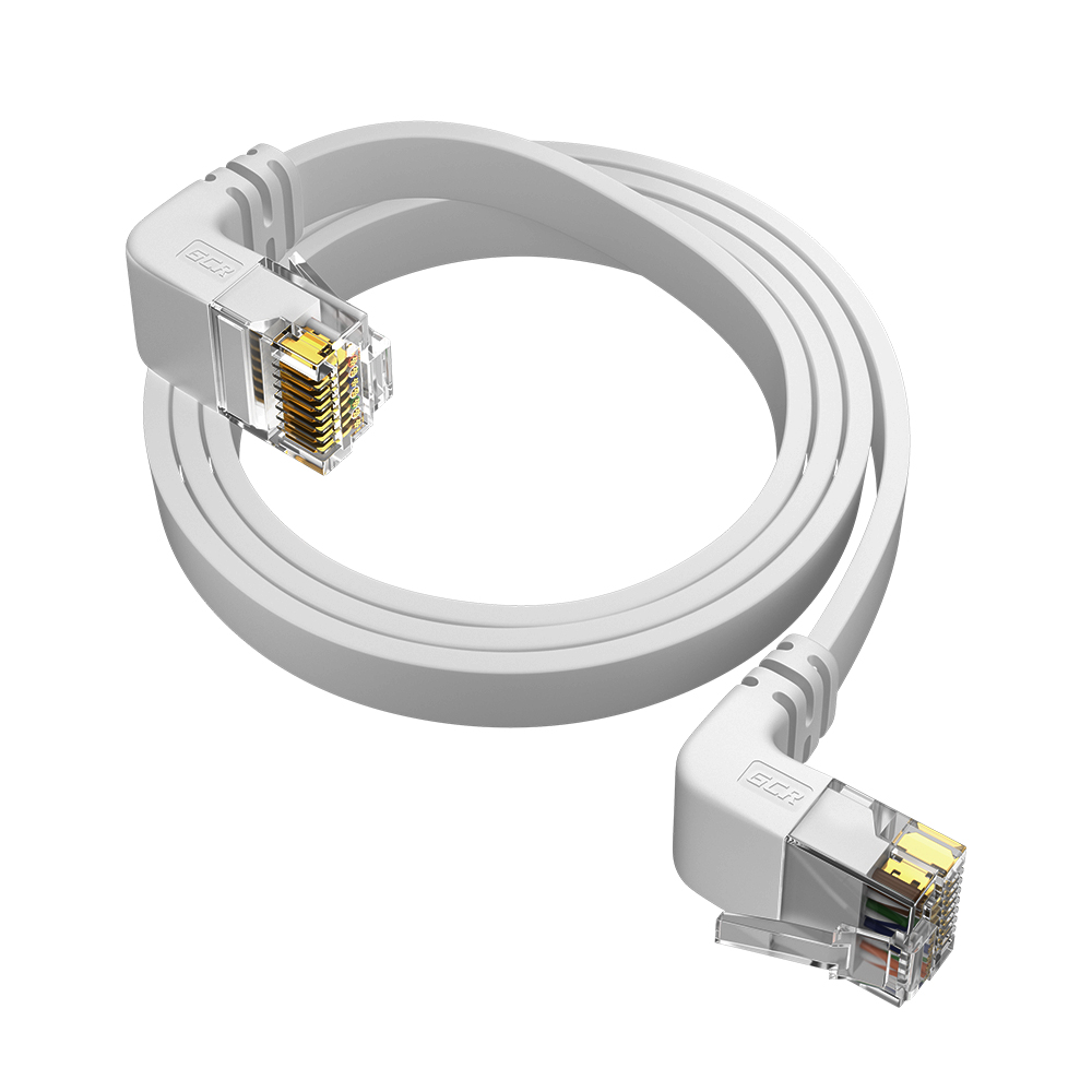 Патч-корд PROF плоский верхний угол / нижний угол UTP cat.6 10 Гбит/с RJ45 LAN компьютерный кабель для интернета медный контакты 24K GOLD
