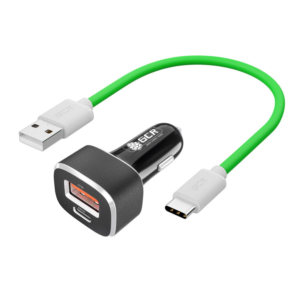 Комплект АЗУ на 2 USB порта TypeA и TypeC для быстрой зарядки + кабель TypeC 5A QC 3.0 для Samsung Huawei Xiaomi