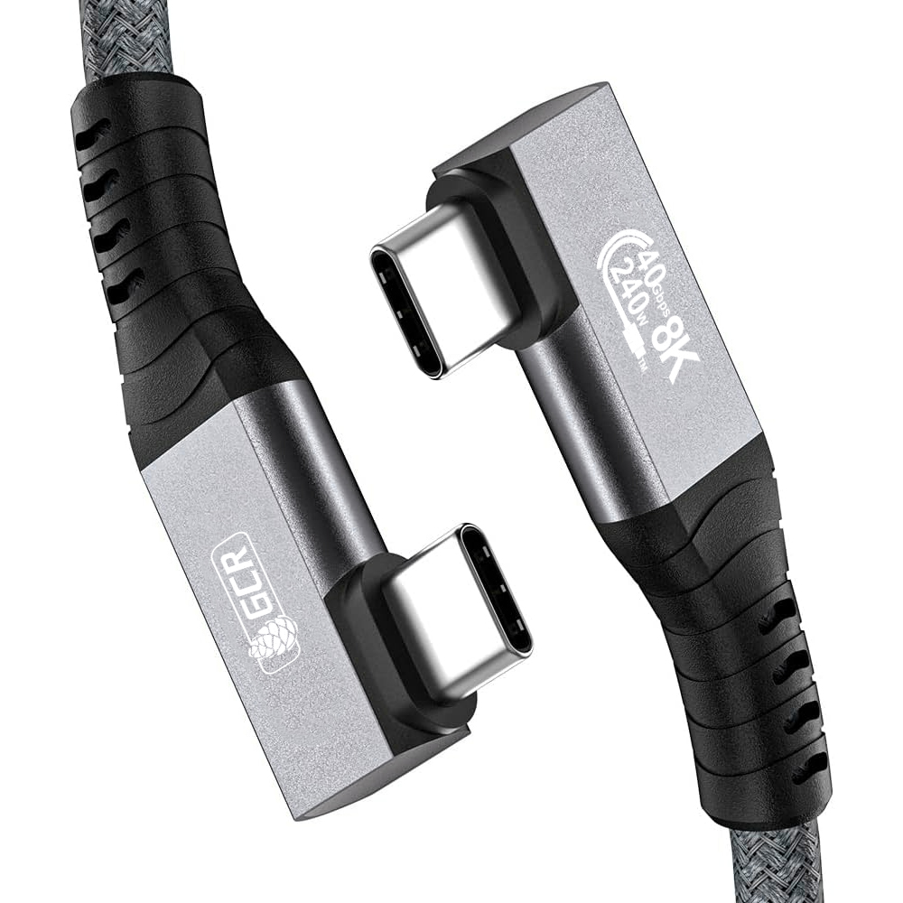 GCR PRO Кабель угловой USB4 Type-C 240W PD 40 Гбит/с 8K60Hz разъемы боковые