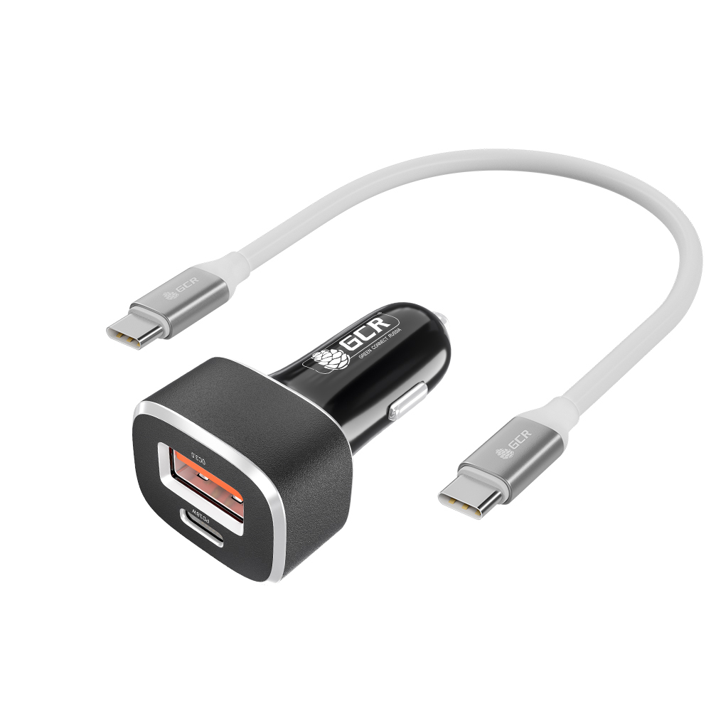 Комплект АЗУ на 2 USB порта TypeA и TypeC для быстрой зарядки + кабель Type C-C силикон PD 18W QC 3.0 5A