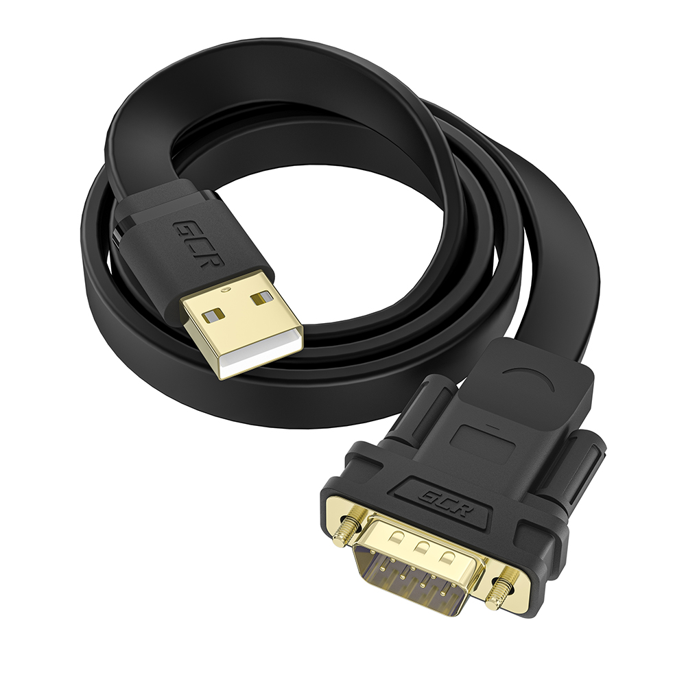 Конвертер-переходник кабель USB 2.0 / COM RS232 для компьютеров, принтеров, касс, ресиверов AM/9M  GCR-UOC5M-BCG-1.0m черный