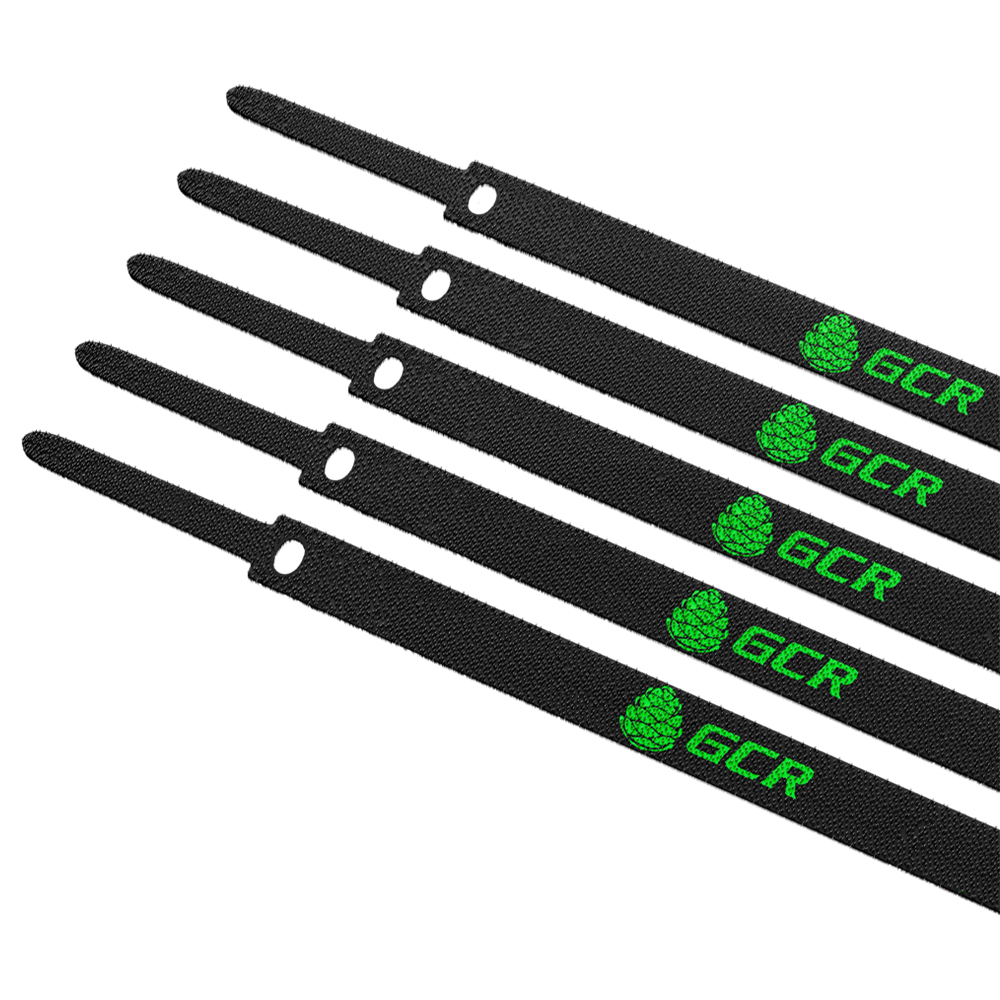 Лента липучка GCR для стяжки кабеля, с застежкой черная (5шт)