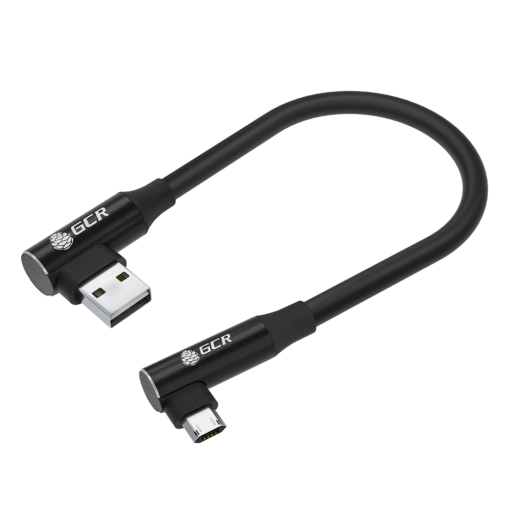 Короткий угловой двусторонний кабель MicroUSB быстрая зарядка QC 3.0 3A для Samsung Xiaomi Huawei