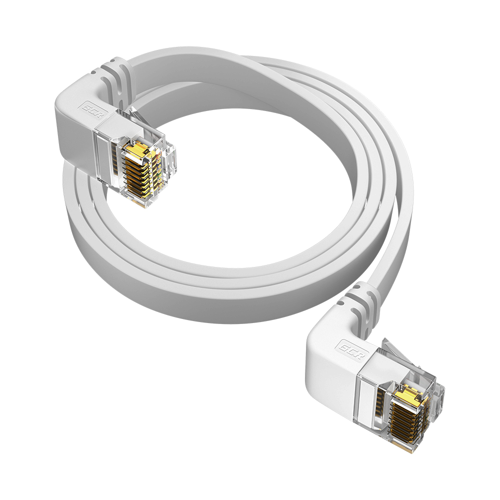 Патч-корд PROF плоский верхний угол / верхний угол UTP cat.6 10 Гбит/с RJ45 LAN компьютерный кабель для интернета медный контакты 24K GOLD
