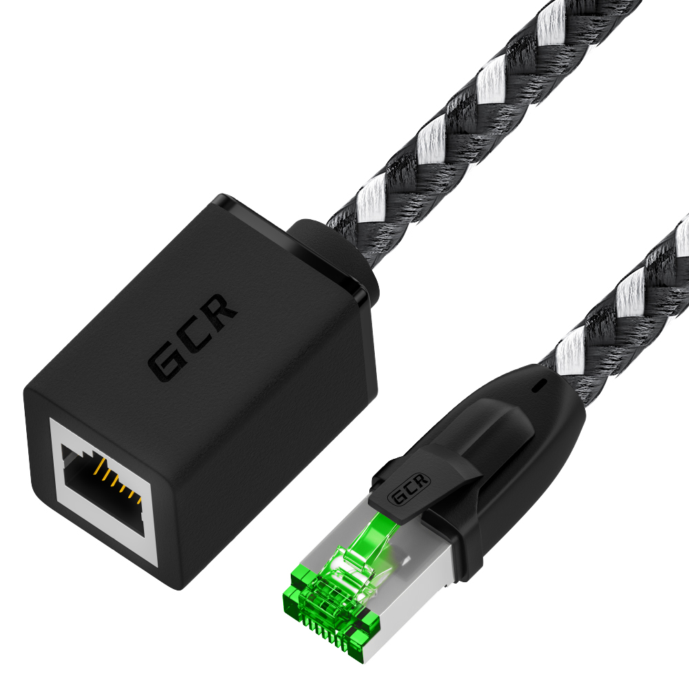 GCR PRO Удлинитель LAN кат.6А UTP в оплетке текстиль медь RJ45