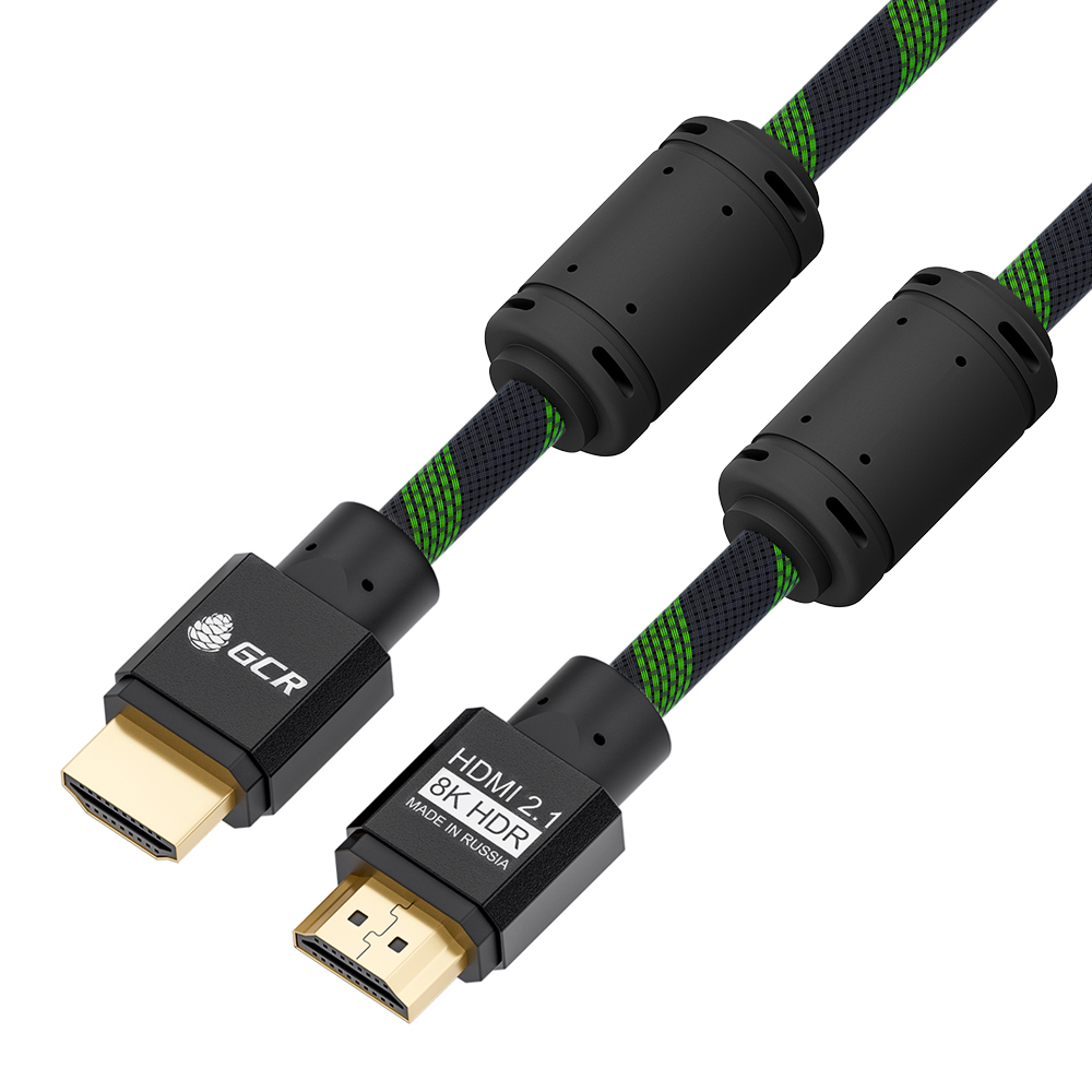 GCR PRO Кабель PROF HDMI 2.1 ферриты 3Х экран UHD 8K 60Hz 48 Гбит нейлон