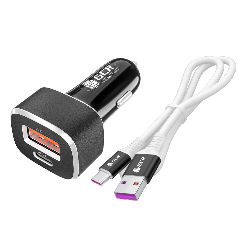Комплект АЗУ на 2 USB порта TypeA и TypeC для быстрой зарядки + кабель Type PD 60W 5