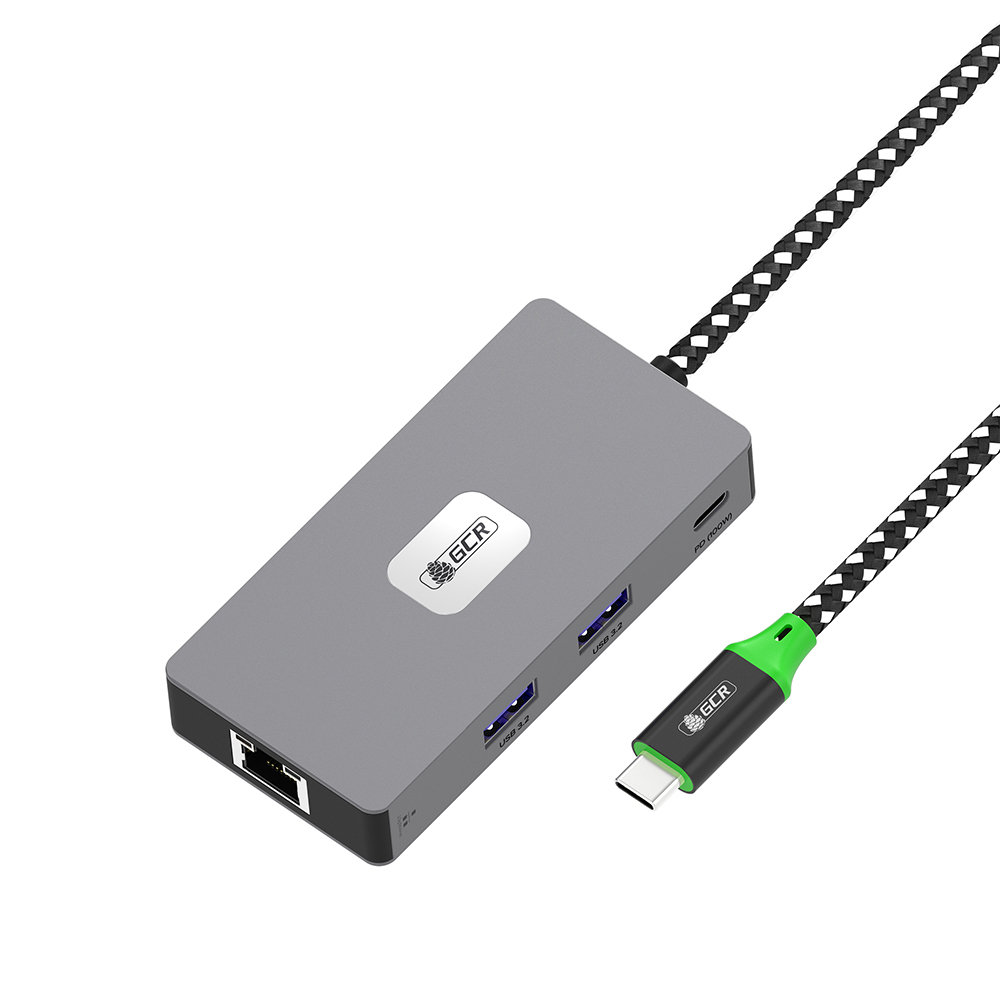 GCR PRO Док-станция 7в1 USB Type-C на Type-C PD 100W + 2*USB3.2 + HDMI 4K60Hz + RJ45 2.5G + TF/SD 3.0