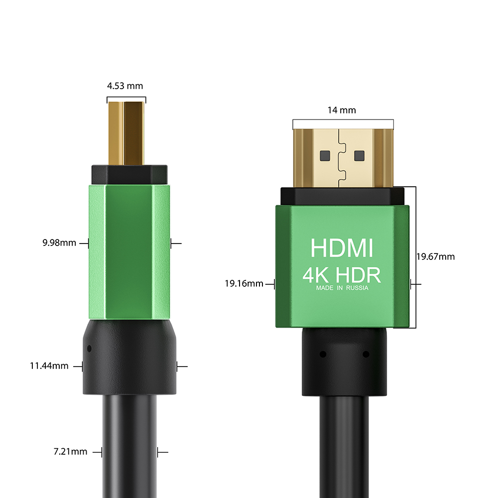 Кабель HDMI 2.0 с активным усилителем Ultra HD 4K 3D 18 Гбит/с с ферритовыми кольцами для телевизора монитора 24K GOLD