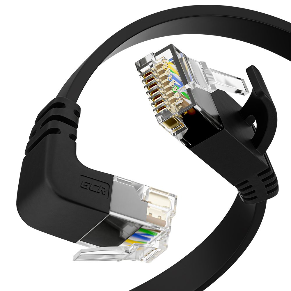 Патч-корд PROF плоский нижний угол UTP cat.6 10 Гбит/с RJ45 LAN компьютерный кабель для интернета медный контакты 24K GOLD