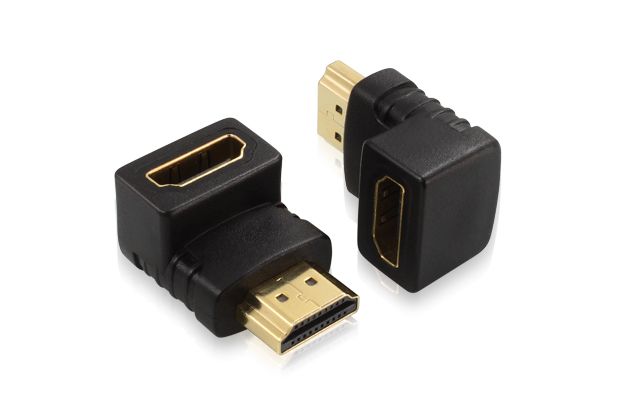 Переходник HDMI 19M/ HDMI 19F верхний угол для телевизоров, ноутбуков и камер Greenconnect GC-CV303, черный