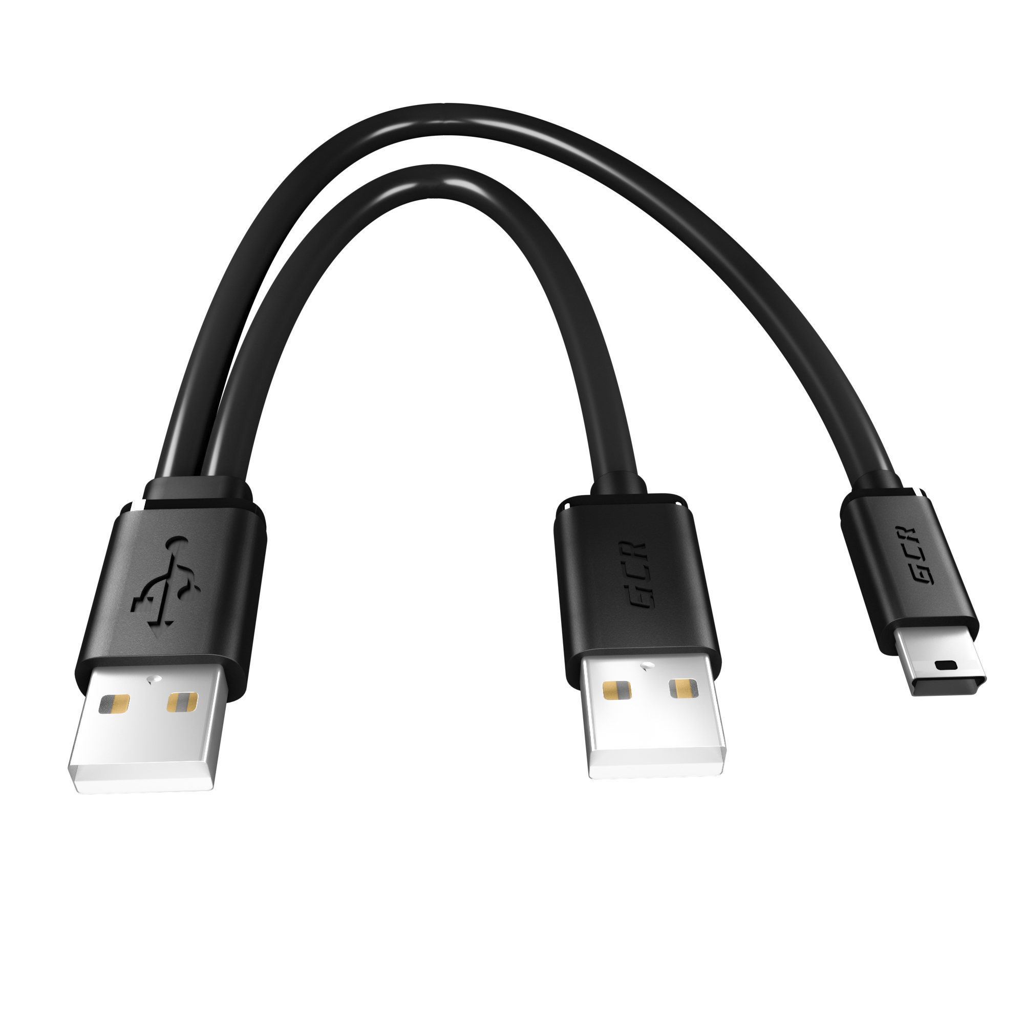 Кабель USB 2.0 2xAM / mini с дополнительным питанием для энергоемких устройств, экран