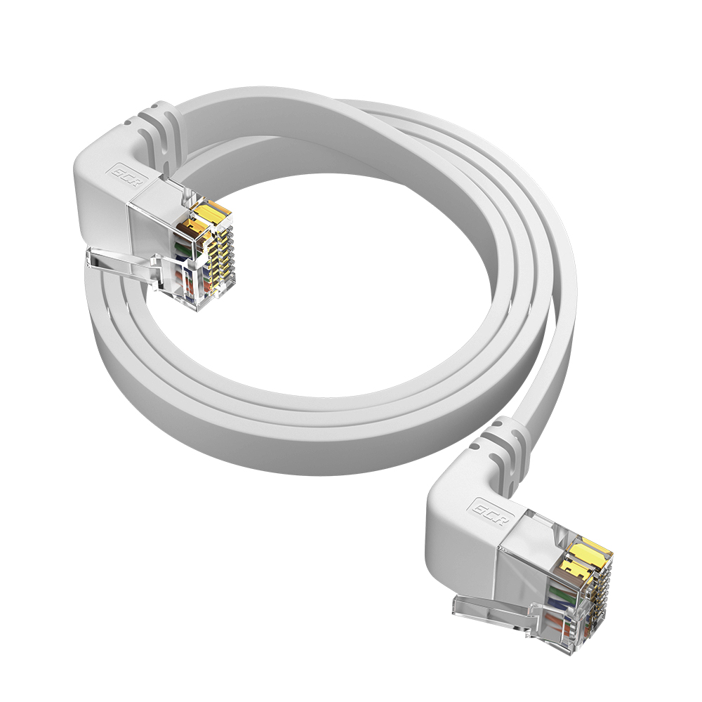 Патч-корд PROF плоский нижний угол / нижний угол UTP cat.6 10 Гбит/с RJ45 LAN компьютерный кабель для интернета медный контакты 24K GOLD