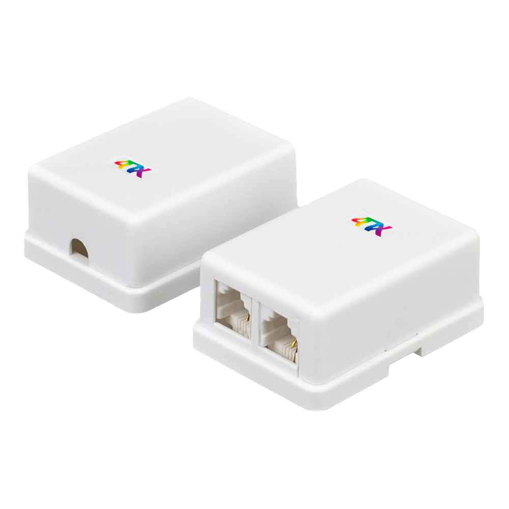 Телефонная розетка на 2 порта накладная RJ-11 6p4c белая