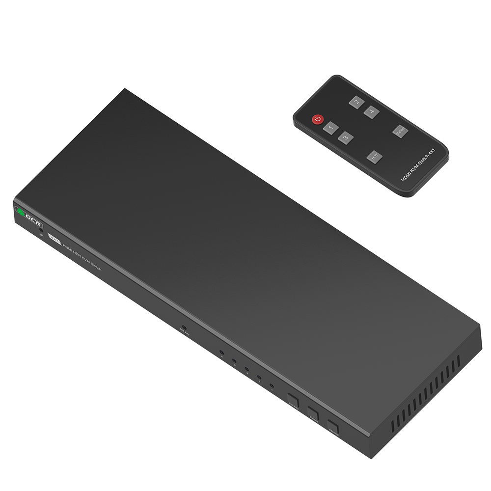 Переключатель KVM HDMI 2.0 + USB 4 компьютера к 1 монитору 4K60Hz HDCP 2.2 Hot key & Audio + 4 кабеля USB для ПК