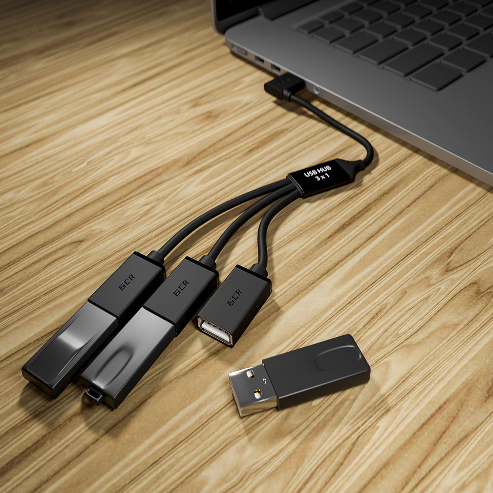 Hub USB разветвитель AM / 3xAF двусторонний угловой