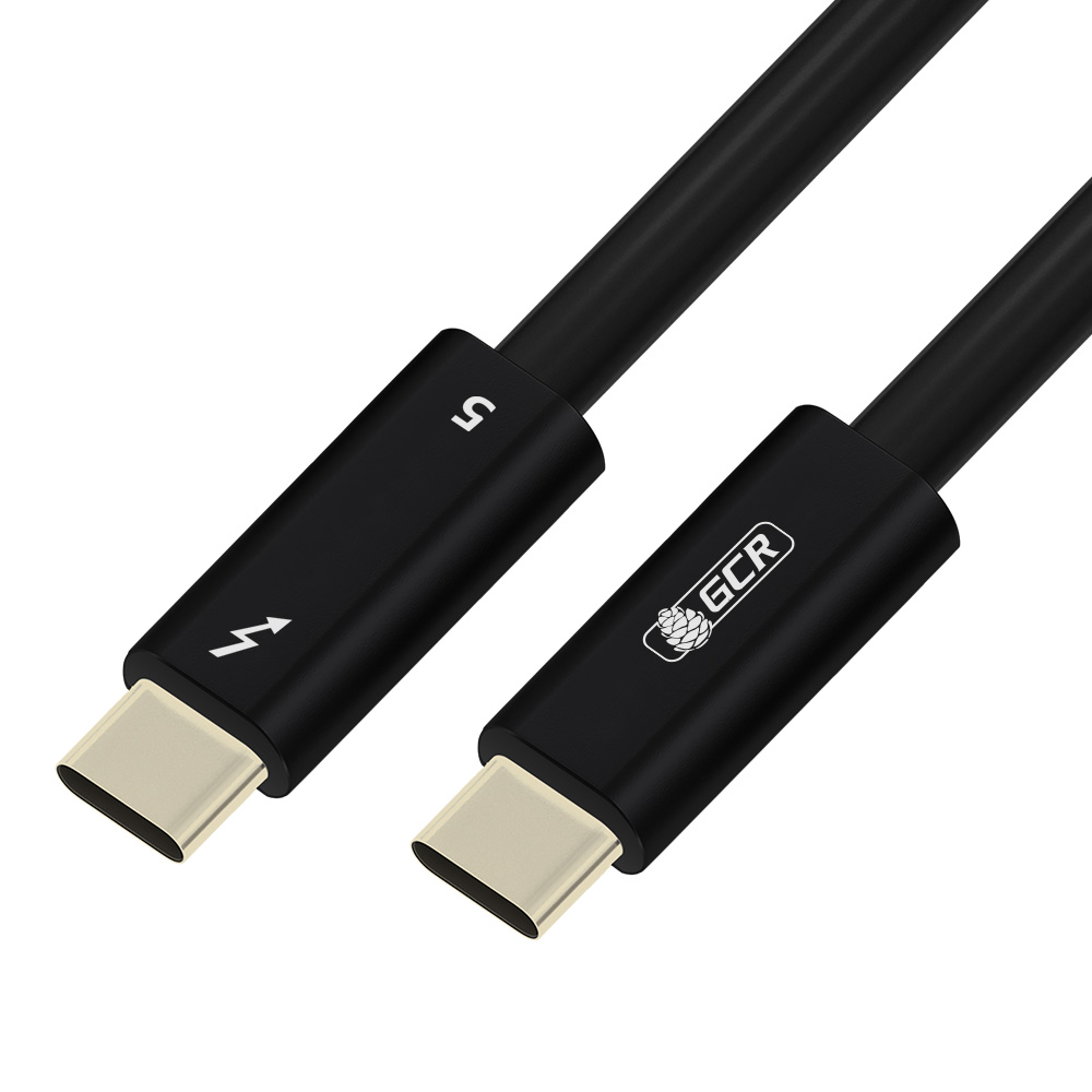 GCR Кабель Type-C Thunderbolt 5 в оплетке текстиль 80Gbps 240W 16K60Hz M/M GOLD