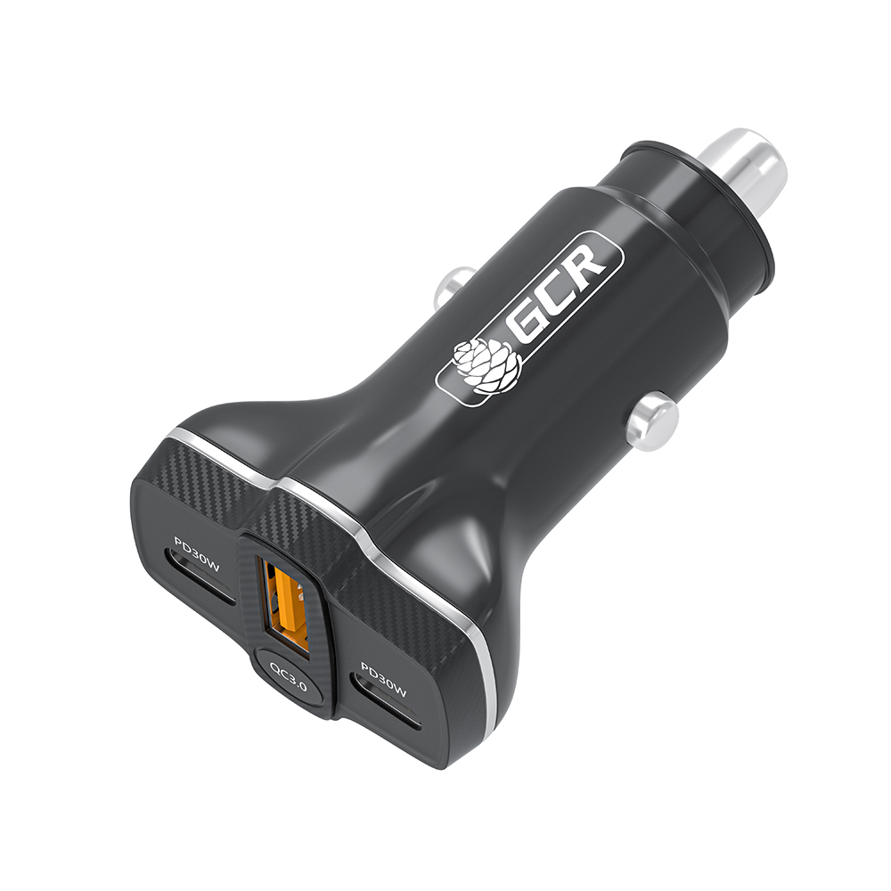 GCR PRO Автомобильное зарядное устройство 3в1 USB QC3.0 + 2*Type-C PD 30W