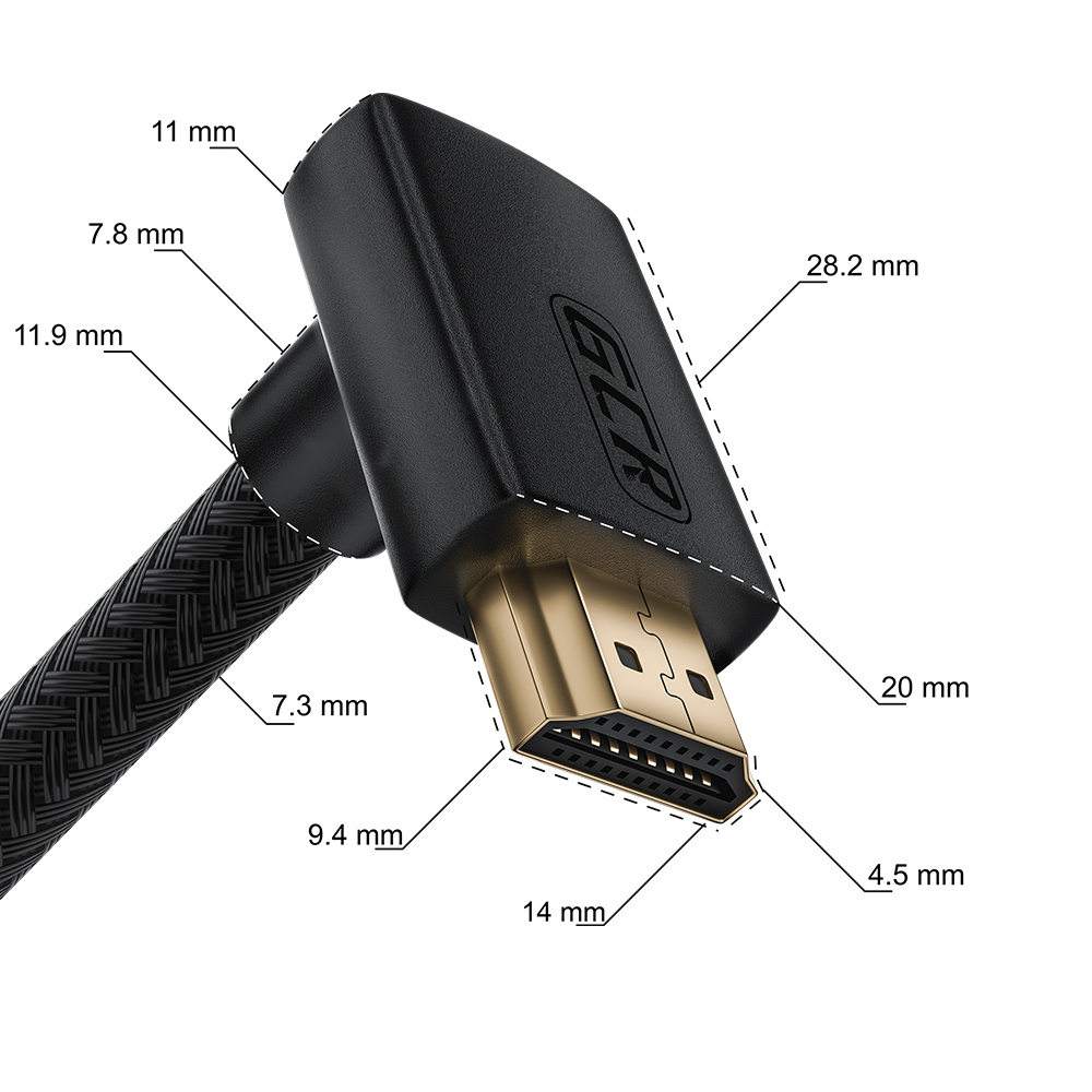 Кабель HDMI 2.0 верхний угол нейлон Ultra HD 4K 60Hz 3D для Apple TV Smart TV PS4 монитора 24K GOLD