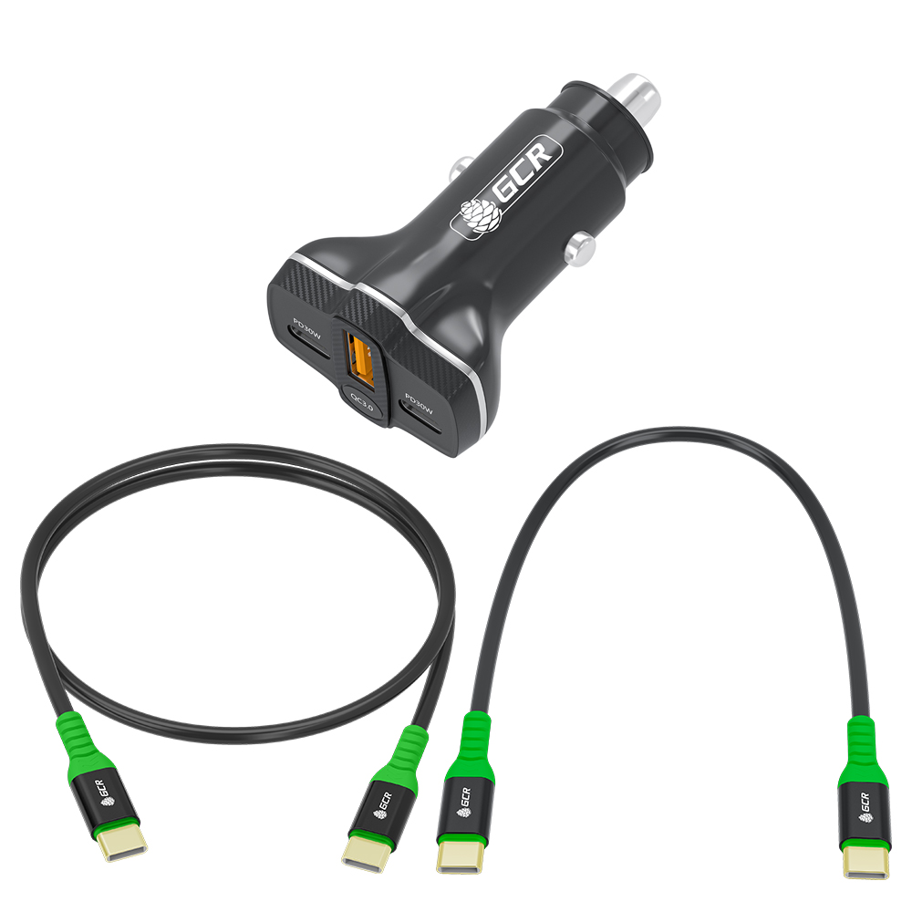 GCR PRO Комплект АЗУ 3в1 QC3.0/PD 30W + 2 кабеля Type-C PD 60W