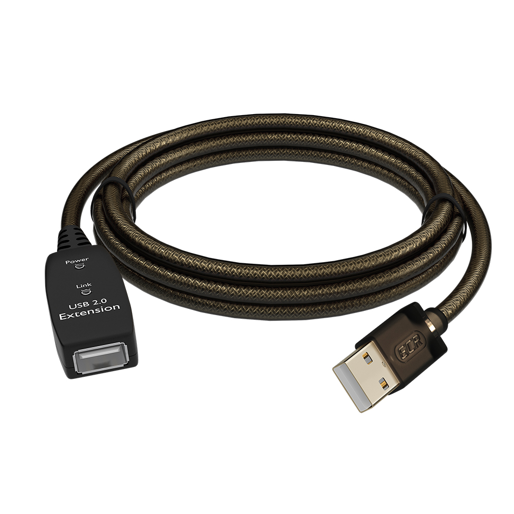 Активный удлинитель USB 2.0 AM / AF кабель с усилителем сигнала + разъём для доп.питания, LED-индикаторы