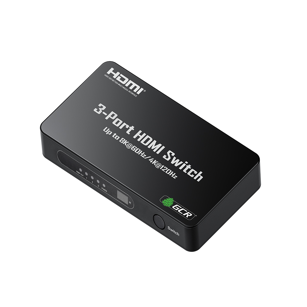 GCR Переключатель HDMI 2.1 3х1 3 устройства к 1 монитору 8K60Hz HDCP 2.3 для PS4 Pro PS5 XBox X