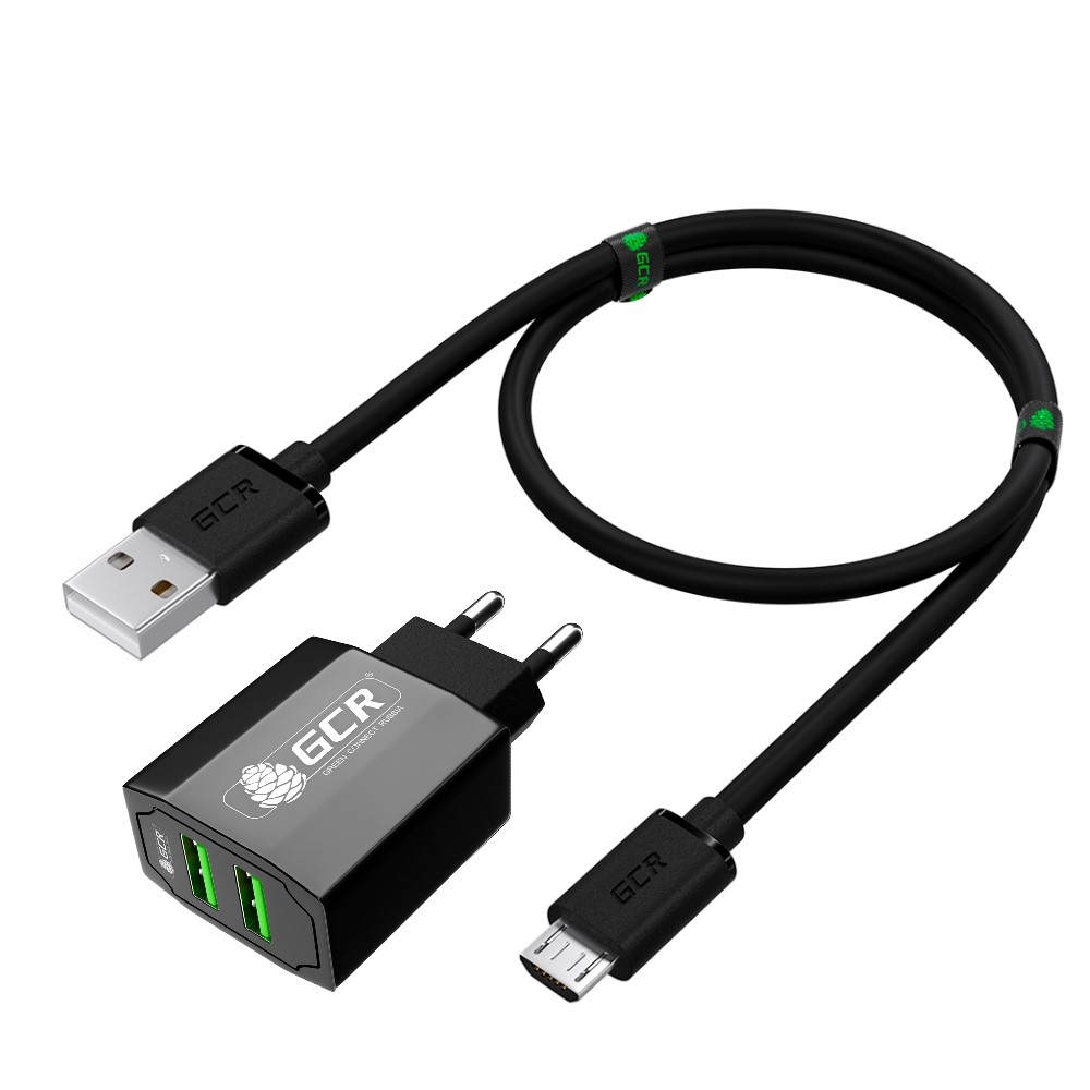 Комплект СЗУ на 2 USB порта 3.1 A + кабель MicroUSB черный