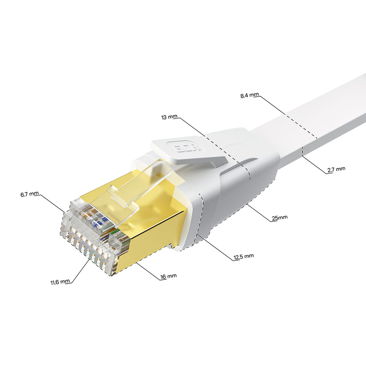 Патч-корд CAT8 FTP RJ45 40 Гбит/с плоский экранированный для сверхскоростного интернета