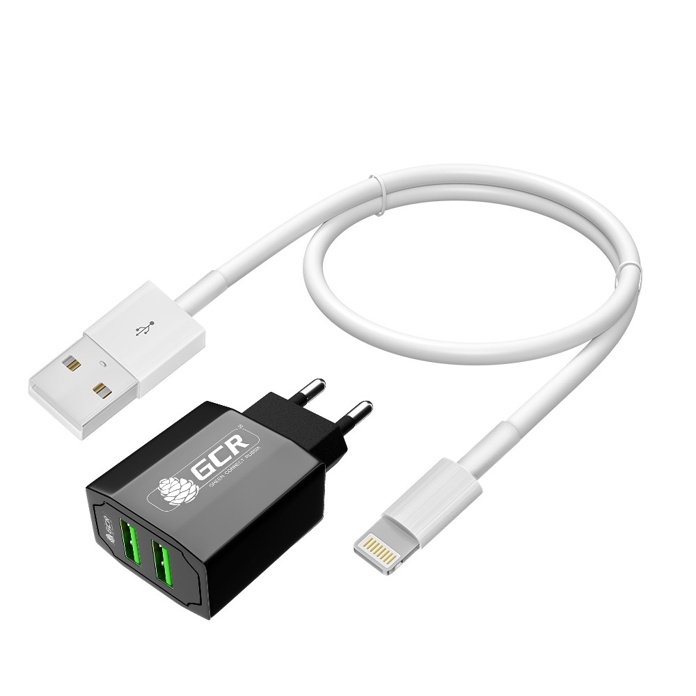 Комплект СЗУ на 2 USB порта 3.1 A + кабель Lightning для зарядки MFRi для зарядки iPad iPhone