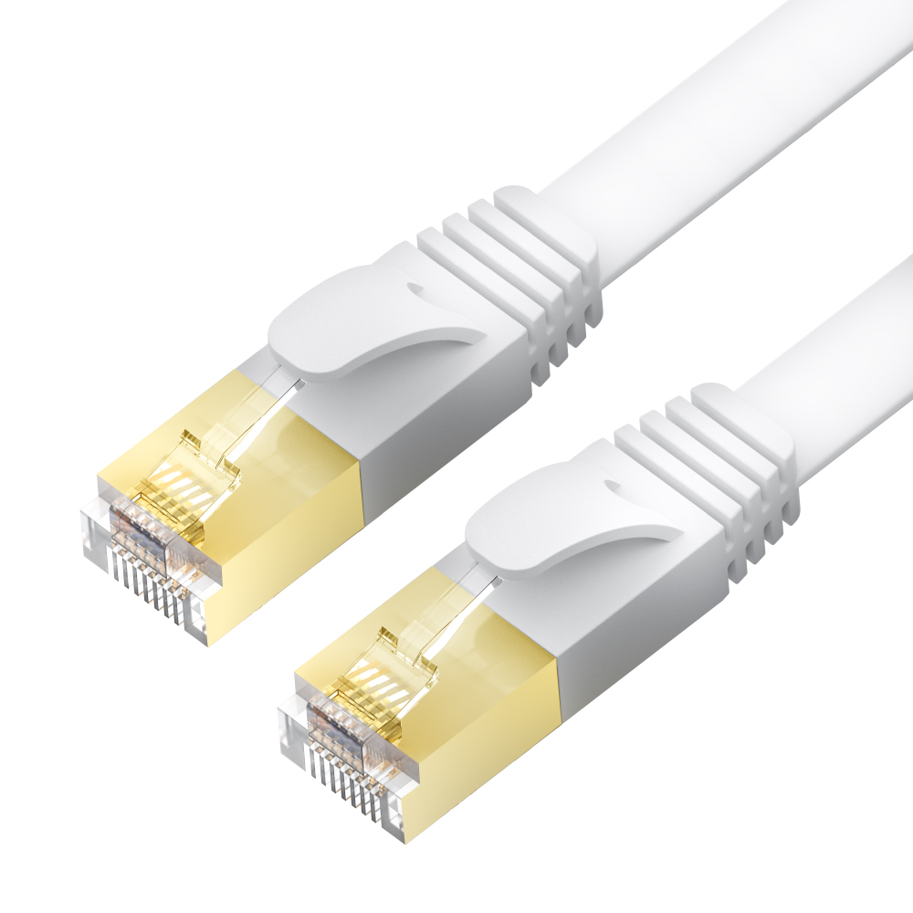 Патч-корд плоский cat.7 FTP 10 Гбит/с RJ45 LAN профессиональный компьютерный кабель для интернета медный экранированные коннекторы 24K GOLD