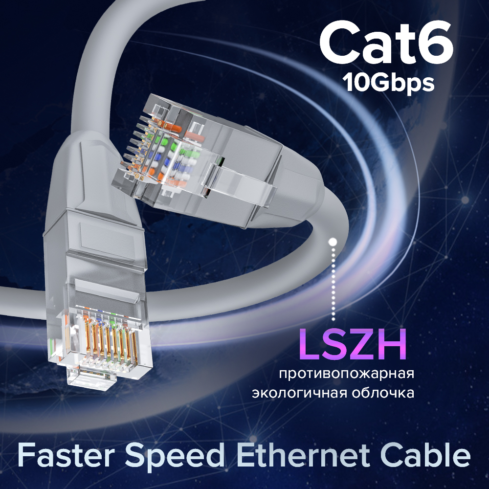 Патч-корд LSZH UTP cat.6 10 Гбит/с RJ45 LAN компьютерный кабель для интернета контакты 24K GOLD